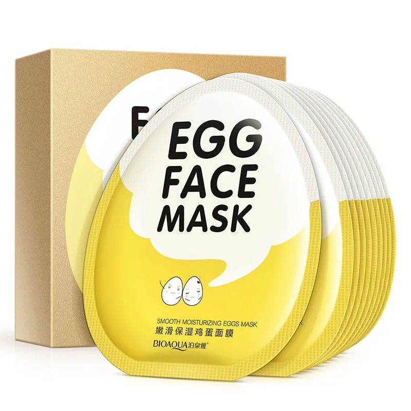 

BIOAQUA 10pcs Egg Facial Masks Tender Moisturizing Nutritions Face Mask Oil Control Brighten Wrapped Mask Skin Care Box Set