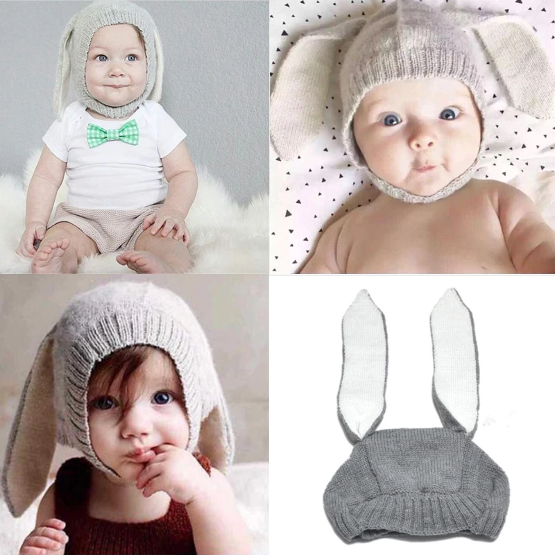 Baby Hats Bunny Rabbit Ear Winter Crochet Earmuff Earcap Knit Toddler Beanie Hat