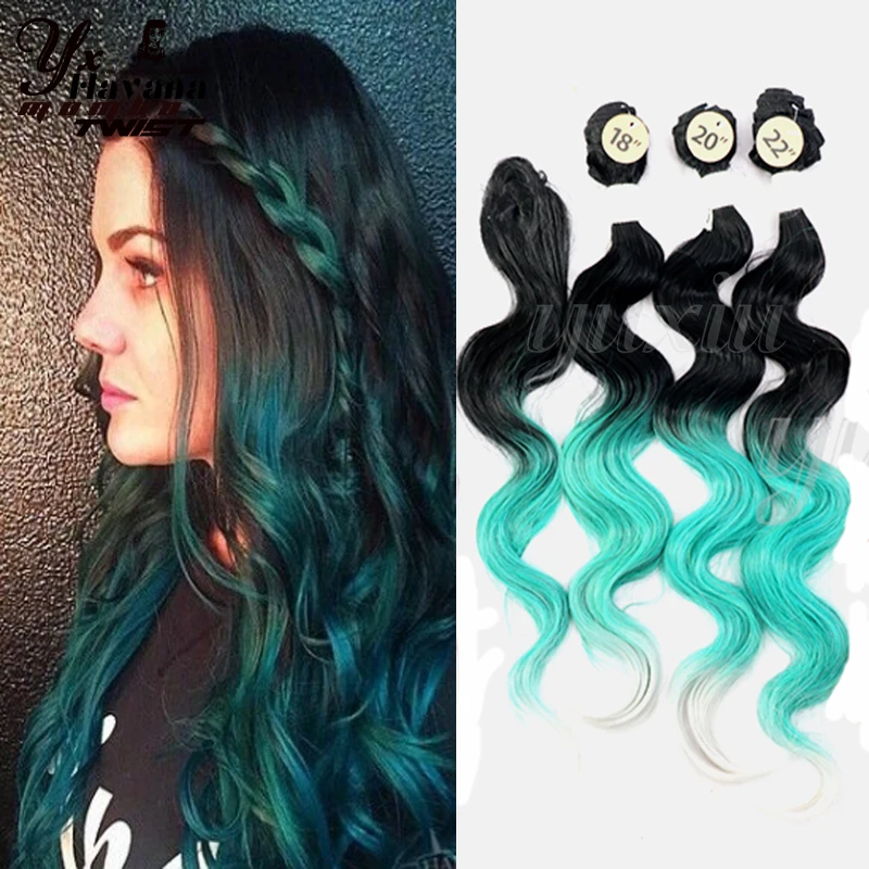 Black and teal color Hair Extensions With Closure 18