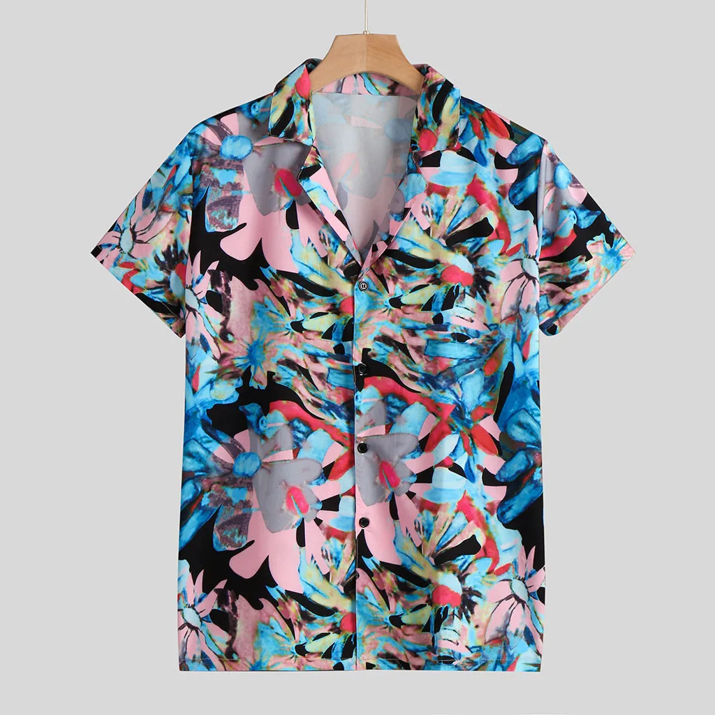 Летняя мужская блуза, рубашки, повседневные пляжные полосатые рубашки с принтом, Гавайские мужские рубашки с коротким рукавом, Рубашки, Топы, Camisas Hombre
