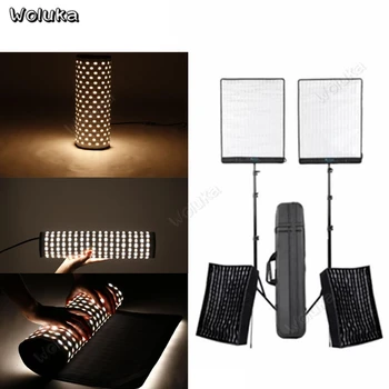 

Double LED Light stand Grid Softbox set 120W 3000-5600K Photography Dimmable Panel Photo Studio Lighting Kit RX-20TD CD50 T10