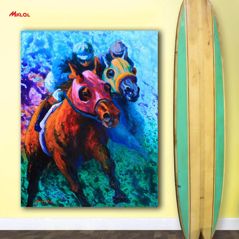 جدار الفن شرسة سباق الخيل قماش طباعة رسمت النفط اللوحة ديكور المنزل صورة لغرفة النوم أو غرفة المعيشة لا الإطار