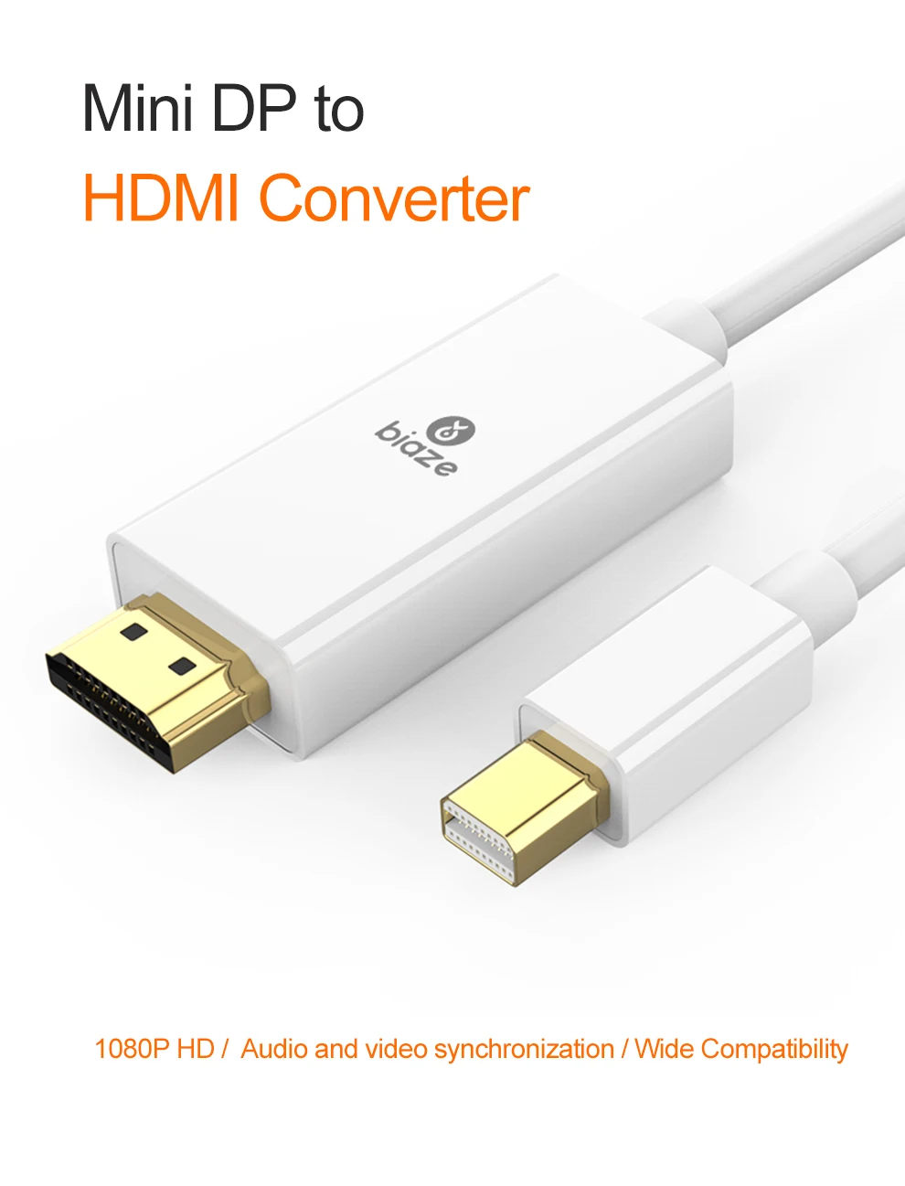 Biaze Mini DisplayPort to HDMI адаптер dp-кабель мини Thunderbolt HDMI конвертер для MacBook Air 13 Surface Pro 4 Thunderbolt 2 k