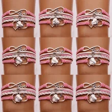 10 шт./партия) Бесконечная любовь папа/мама/дедушка/сестра/дочь/сын и т. д. семья членов браслет и браслеты очаровательные ювелирные украшения в форме сердца