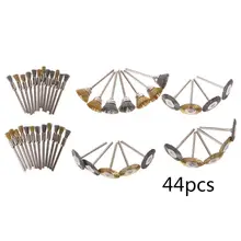 44 шт мини-проволочная кисть манжета колеса латунь стальная проволочная щетка набор для приготовления чая 1/8 дюймов(3 мм) для конических фрез для Мощность Dremel шлифовальные вращающиеся инструменты Инструменты