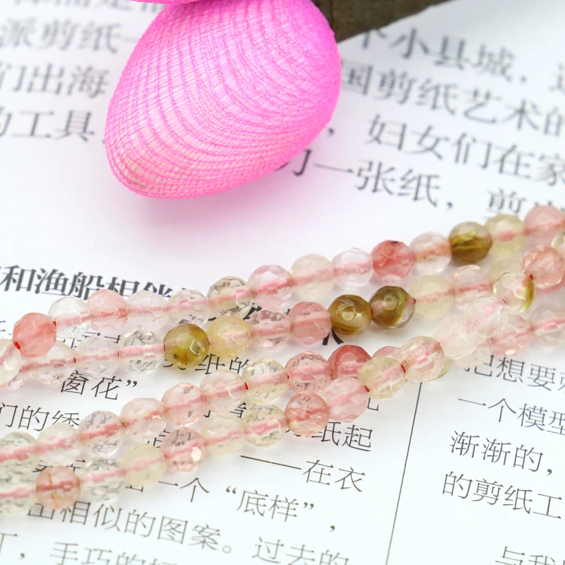 

Charming 4mm Faceted pink multicolor watermelon tourmaline loose beads 15inches 2 piece/lot DIY fit women jewelry making gift