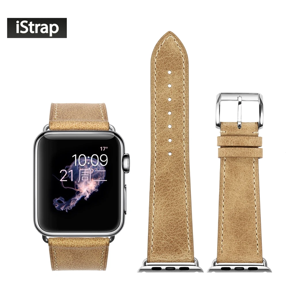 

iStrap Leather Watch Band for Apple Watch Series 1 2 3 4 Replacement Strap for iWatch 42mm / 44mm Sport Edition