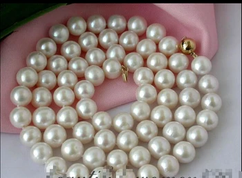 

z2301 32" 13mm white round fw pearl necklace 14k ^^^@^Noble style Natural Fine jewe (B0322)