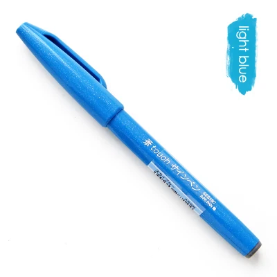 1pc japan Pentel brush pen Flourish Special pen Color marker pen Painting School supplies stationery - Цвет: light blue
