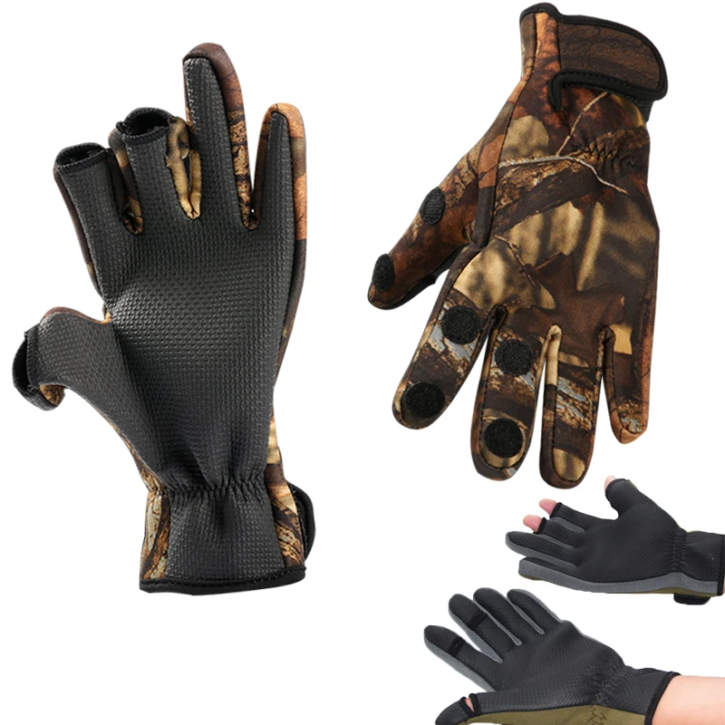 Outdoor Fishing Antislip Winter Warm Thicken Water Resistant Full Finger Gloves