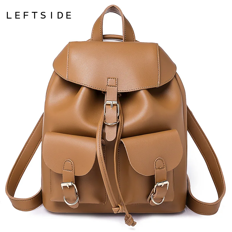 

LEFTSIDE Drawstring Big Backpack For Women 2018 Female PU Leather School Bag Backpacks Teenage Girls Rucksacks Back To School