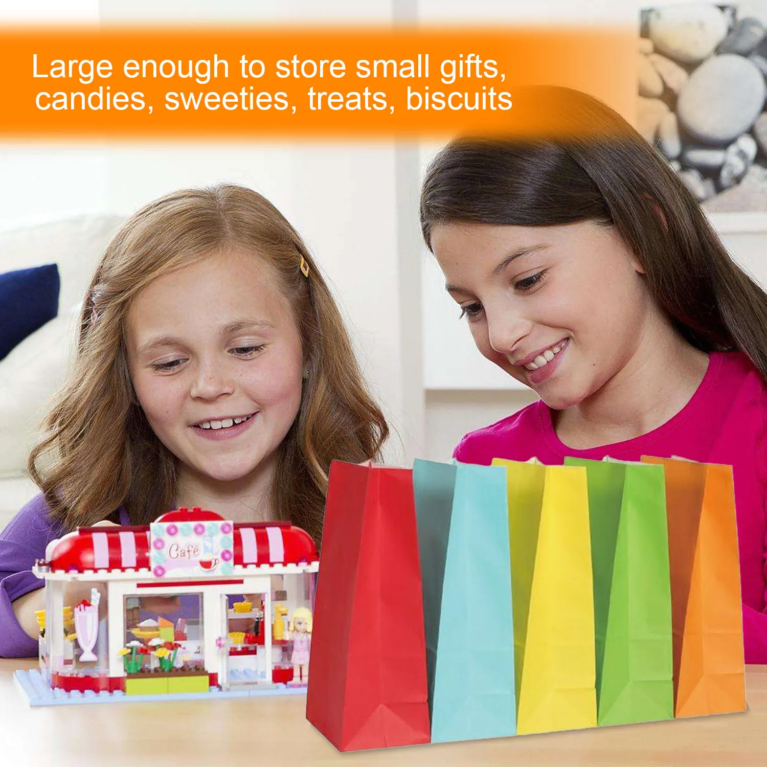 

50PCS Kraft Paper Candy Gift Favor Bags for Wedding Birthday Christmas Theme Party Celebrations Carnival Random Colors