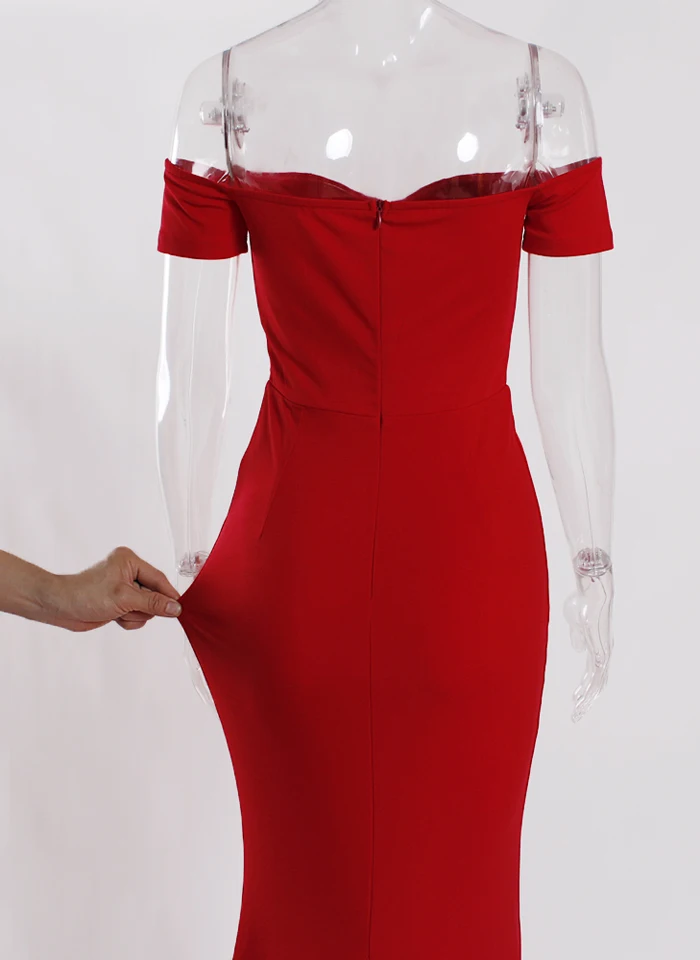 Красные вечерние платья с открытыми плечами макси платья с открытой спиной в пол элегантные летние платья с разрезом