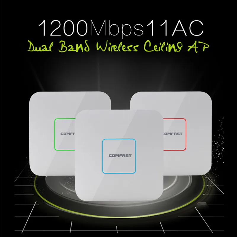 COMFAST 1200M wireless Ceiling AP 2.4G/5G Dual band Wifi Signal Amplifier Repeater 802.11 AC Wifi Router 48V POE Access Point AP comfast ceiling ap router 1200mbps wireless access point dual band 2 4g