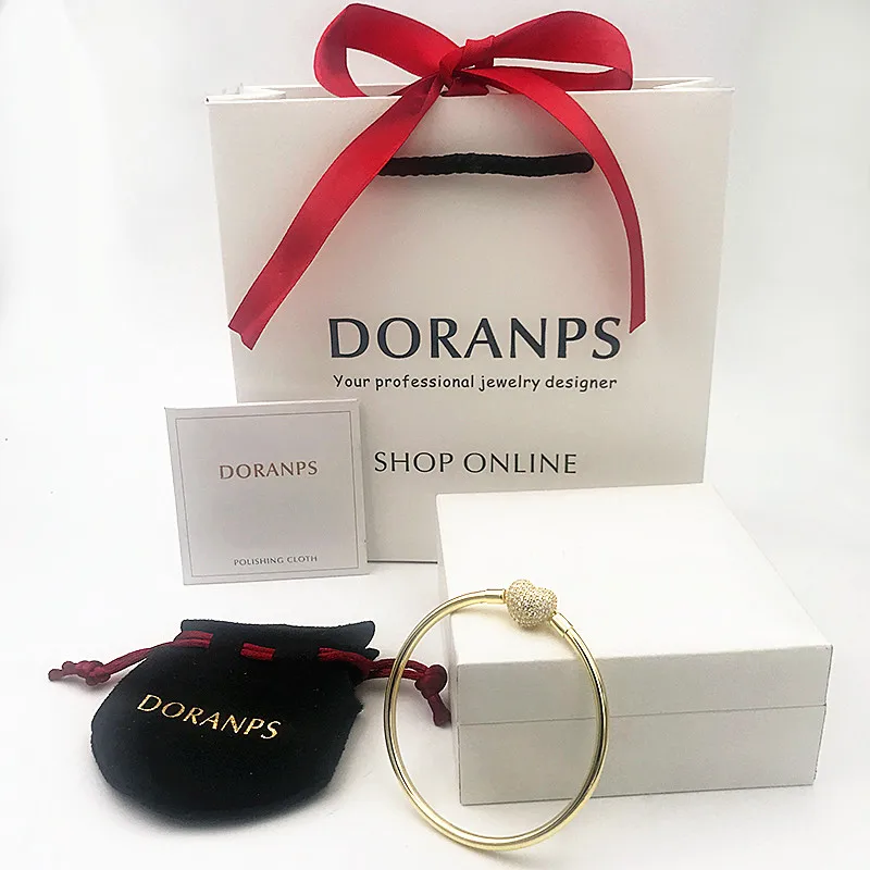 

2019 NEW Brand Not Fade 925 Charm heart bangle fine jewelry golds bracelet bead women gifts,1pz