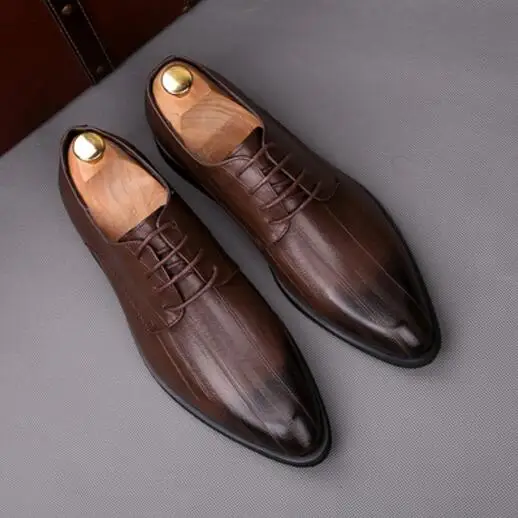 

2018 Men new Genuine leather Crocodile grain Leisure shoes England style Increase Youth Wedding Designer tide male shoes