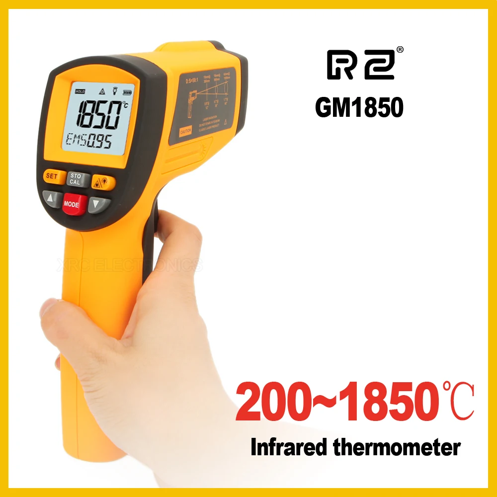 

NEW GM1850 Non-Contact LCD display IR Infrared Digital Temperature Gun Thermometer 200~1850C 80:1 RS232 interface Software CD