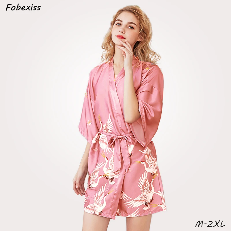 

Women's Satin Robes Silk Mini Pajamas Summer Nightdress Half-Sleeves Sleepwear large Size Bathrobe Bride Dressing Gown Bathing