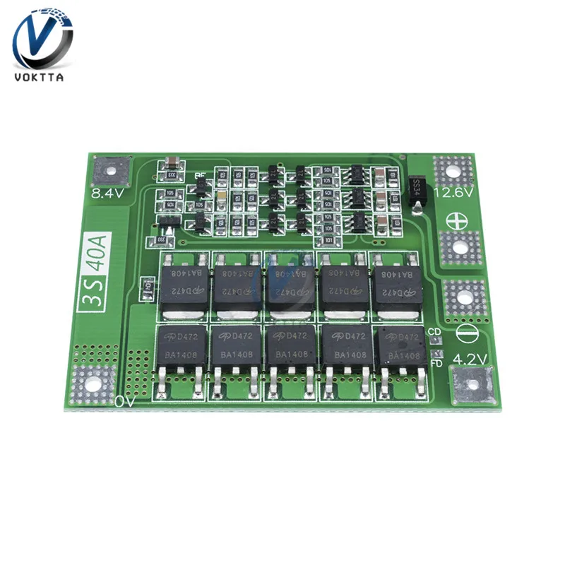3 S 40A 11 1 V 12 6 18650 литиевая батарея зарядное устройство плата защиты BMS для сверла