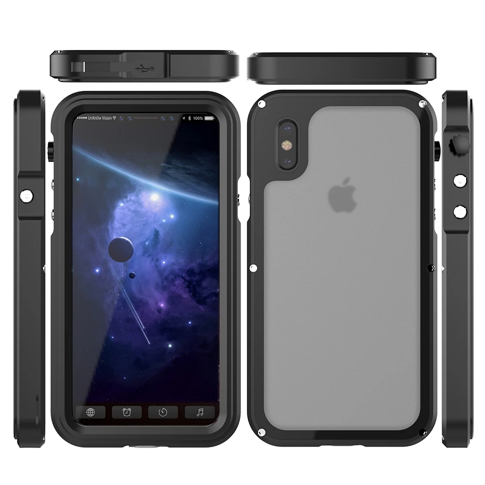 Ascromy For iPhone X Case Shockproof IP68 Waterproof Metal Bumper Cover For Appe iPhone 7 Plus 8 8plus Water Proof Accessories (2)