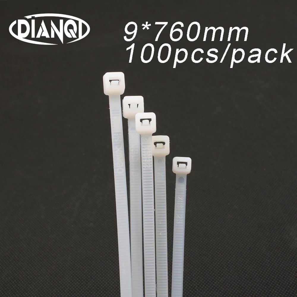 

100pcs 9mm*760mm 8.8mm Self locking Nylon Cable Ties White color Plastic Zip Tie wire binding wrap straps UL Certified