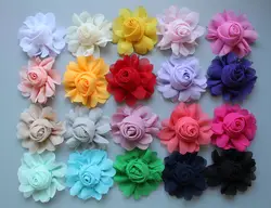 2017 Последние DIY 8 см шифоновые заколки для волос с цветами для Hairbow шифон искусственный цветок без заколки аксессуары для одежды 500 шт./лот