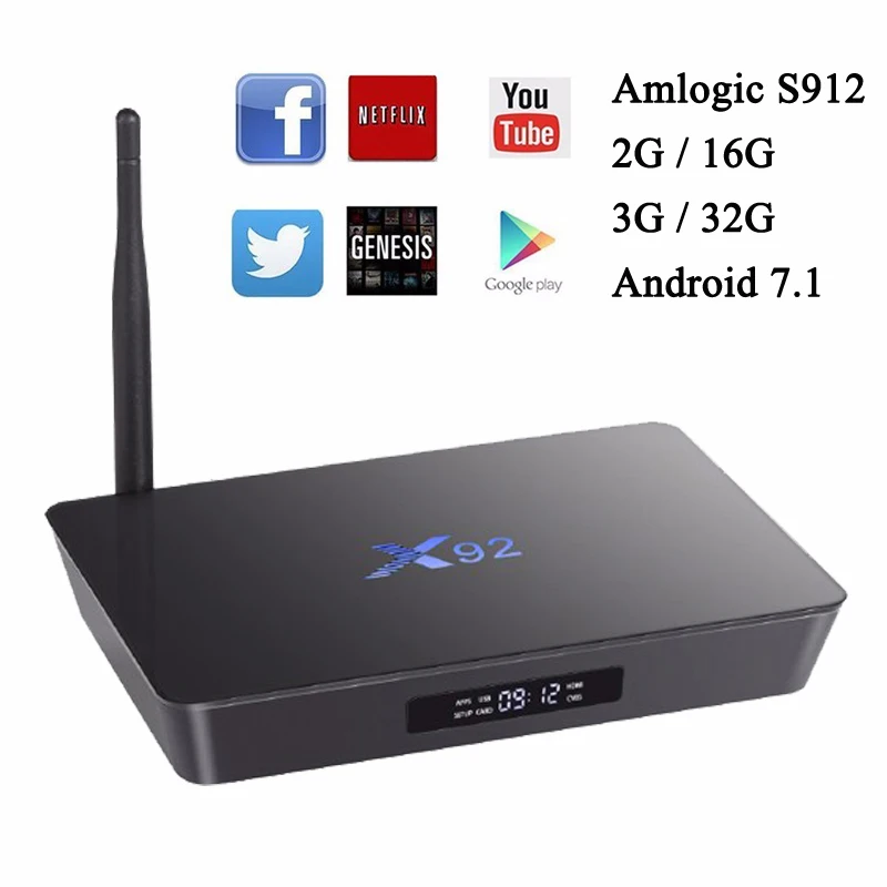 RUIJIE X92 Amlogic S912 Octa Core Android 7.1 Smart TV Box 3GB RAM 32GB ROM 2.4G/5G Dual Wifi 4K 1000M LAN Smart Tv