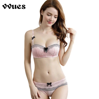 

VVUES Womwn's Bra Set Half Cup Lace Embroidery Sexy Lace Bra Set Young Girl Push Up Support Intimate Underwear Ladies Bralette