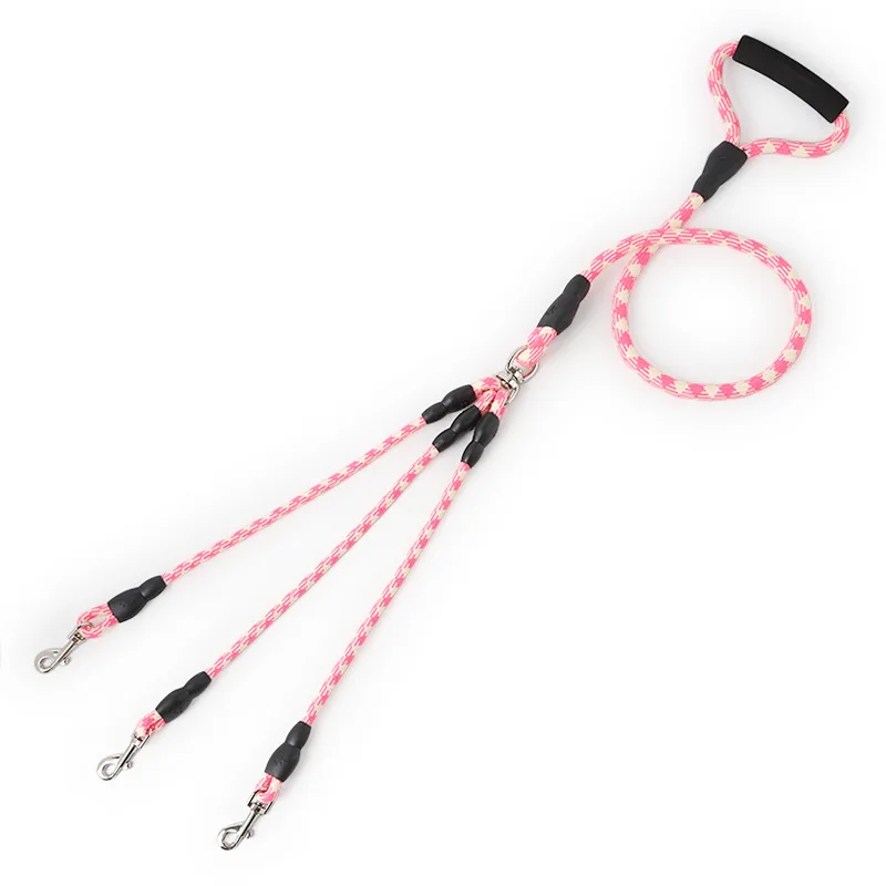 Polyester cotton Three dogs Leash small dog Leashes soft Foam handle 1