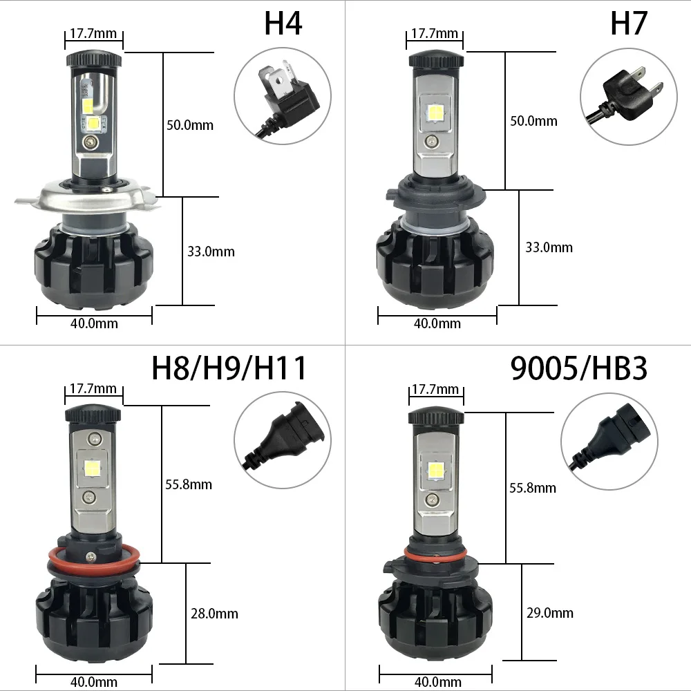 Светодиодный фонарь zdata H11, H4 H7, 1 шт., 12000LM, 9005 HB3, Canbus, Автомобильный светодиодный фонарь, дальний свет, 100 Вт/пара, 12 В, светодиодный автомобильный фонарь