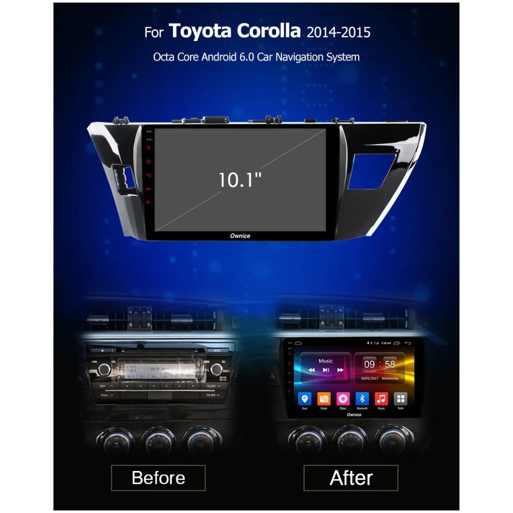 Sale 10.1" 4G SIM Android 8.1 Octa Core 2GB RAM+32GB ROM Car DVD Player for Toyota Corolla 2014 2015 Levin GPS Radio Stereo TPMS DAB 4