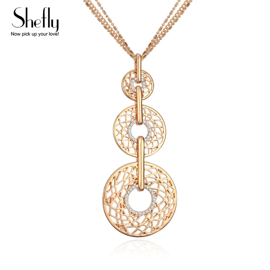 

Pendants & Necklaces for Women Trendy 3 Multi Circles Big Elegant Sweater Chain 70CM Long Necklace Party Wedding Ethnic Jewelry