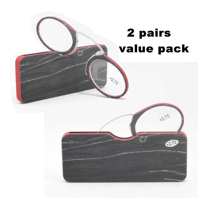 

2PCS Value Pack Wooden Stripe Go Everywhere SOS Pince Nez Style Nose Resting Pinching Reading Glasses yr8209-4