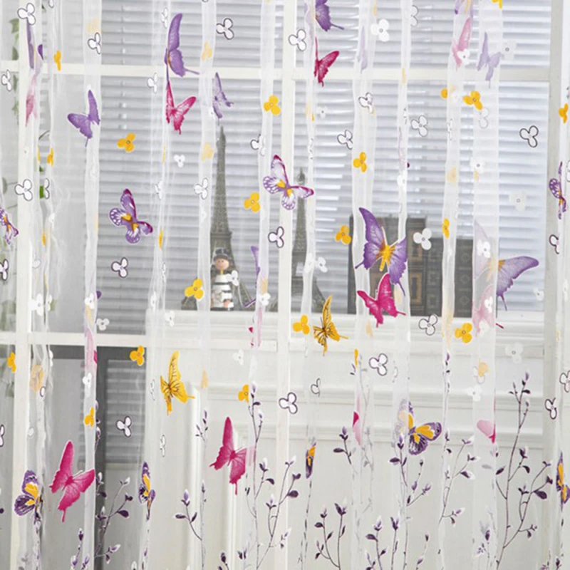 Милые цветочные бабочки легкие шторы для гостиной Cortinas Para sala de estar|curtains for|the