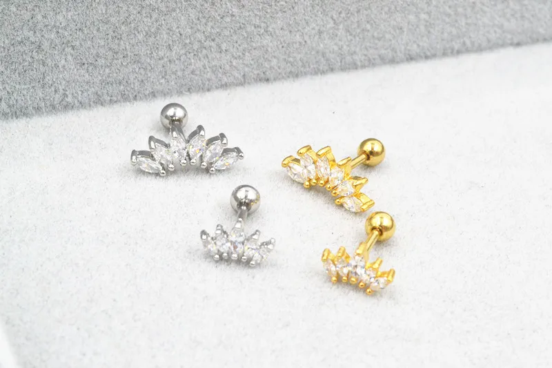 Lot10pcs Body Jewelry- Shine CZ Gems Ear Studs/Earring Helix Bar Upper Earring Body Piercing Diath Cartilage Earring 16g New