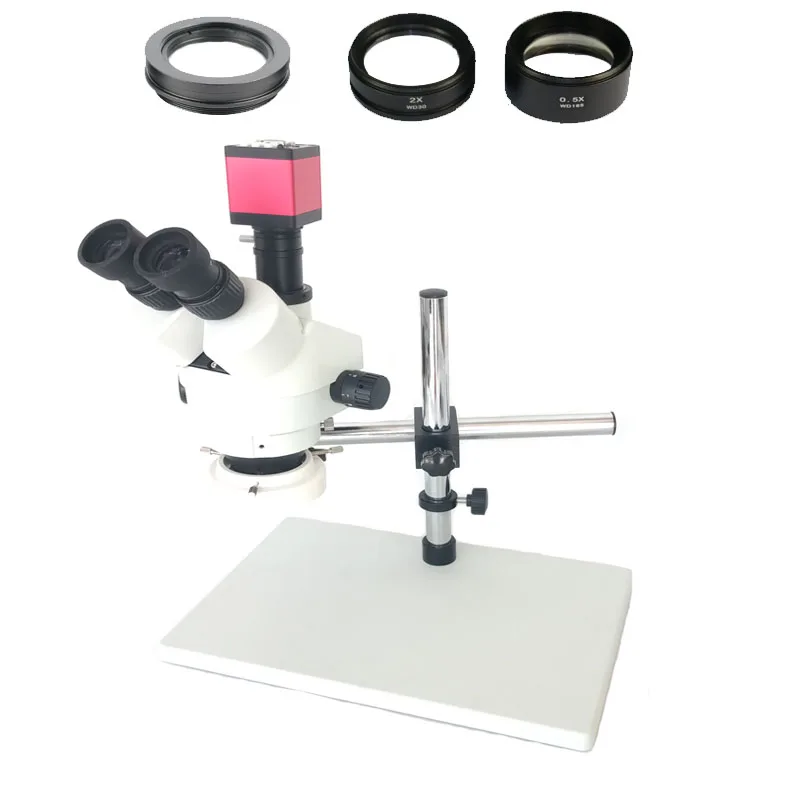

Single arm support 3.5X 7X 45X 90X Trinocular Stereo Microscope+13MP HDMI VGA microscopio camera+56 LED lamp Lights+0.5X 2.0X