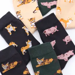 2018 новый милый каваи мультфильм Для женщин чесаный хлопковые носки Для женщин смешной подарок Шиба ину кошка свинья корги развивающая