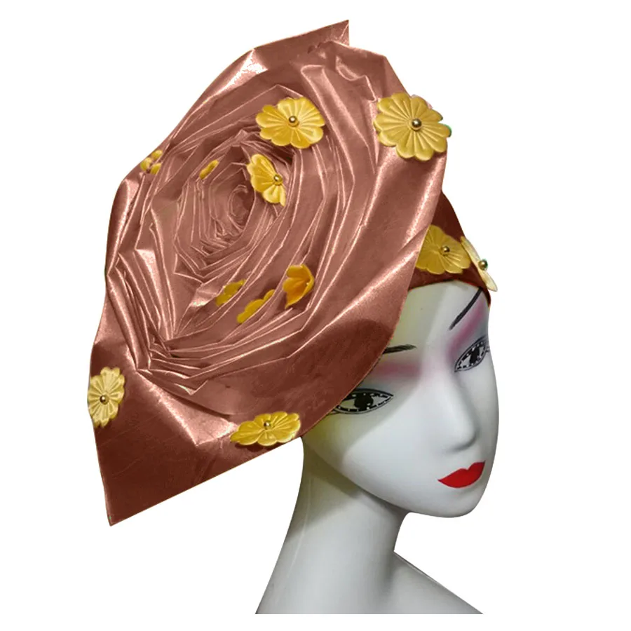 Auto gele nigerian gele headtie already made auto hele turban cap african aso ebi aso oke headtie 2018 (11)