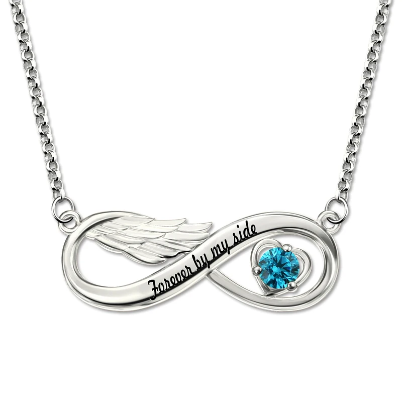 Custom Letter Infinity Pendant Necklace Personalizable Name Angel Wings Necklace with Engraving Crystal Stone Necklaces Silver Custom Letter Infinity Pendant Necklace Personalizable Name Angel Wings Necklace with Engraving Crystal Stone Necklaces Silver