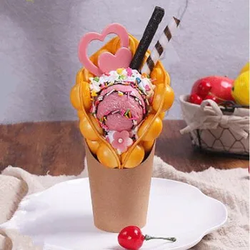 

Fake ice cream egg waffle mode Propl display Simulation food eggettes puff egg bubble waffle model sample dessert display