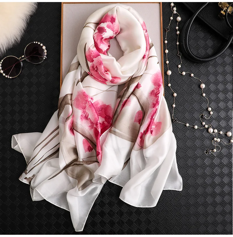 

spring summer shawls and wraps elegant lady winter scarves hijab bandana Brand printed silk scarf for women large pashmina