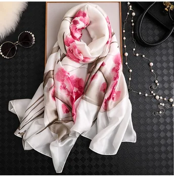 

spring summer shawls and wraps elegant lady winter scarves hijab bandana Brand printed silk scarf for women large pashmina
