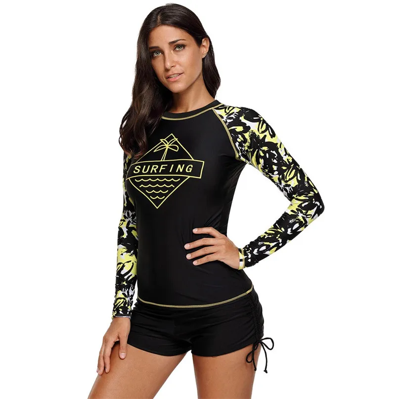  Swim Rash Guards Women Long Sleeve UV Sun Protection Swimsuit Rash Guard Surf Swim Top surf clothing one piece swimsuit #2h06 (11)