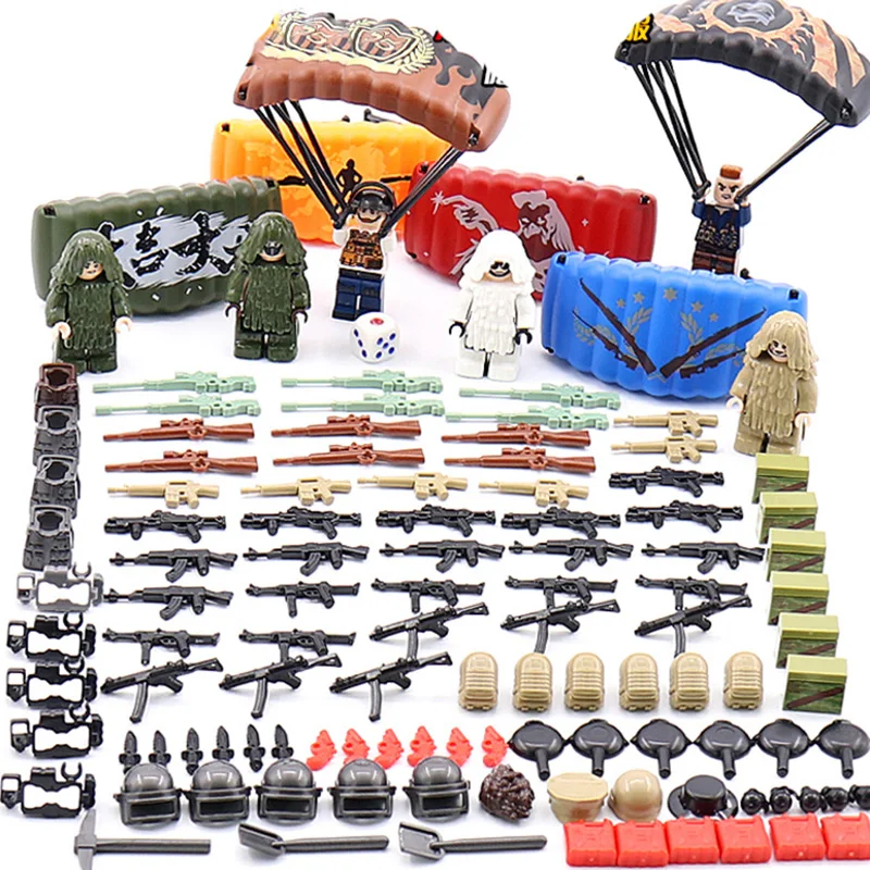 

6Pcs PUBG Military Figures with Weapons Building Brick Swat battleground FPS Game Toy For Kids blocks