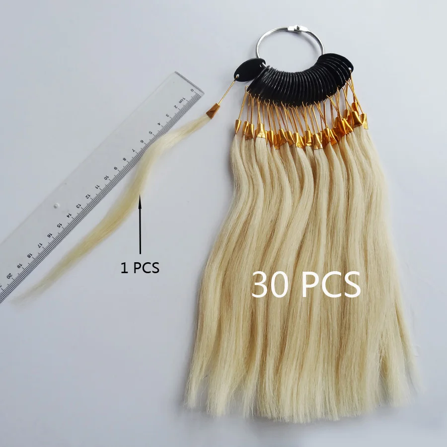 30 шт./компл. подвергавшиеся химическому воздействию) волос функция управления цветовым кольцом для пряди человеческих волос для наращивания и салон для окрашивания волос образец, может быть окрашенные в любой цвет