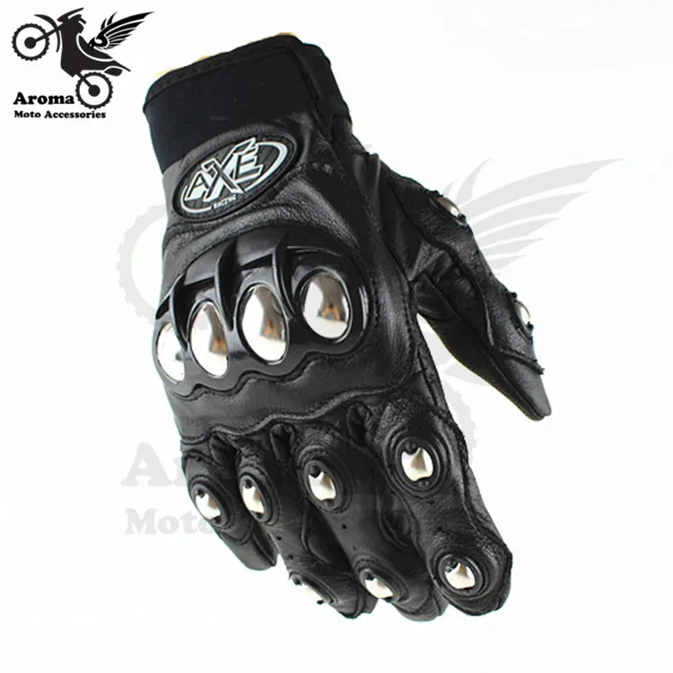 

top quality motorcycle gloves 3D motorbike Protective Gears Metal Aluminum motocross racing glove Leather 2015 AXE brand new hot
