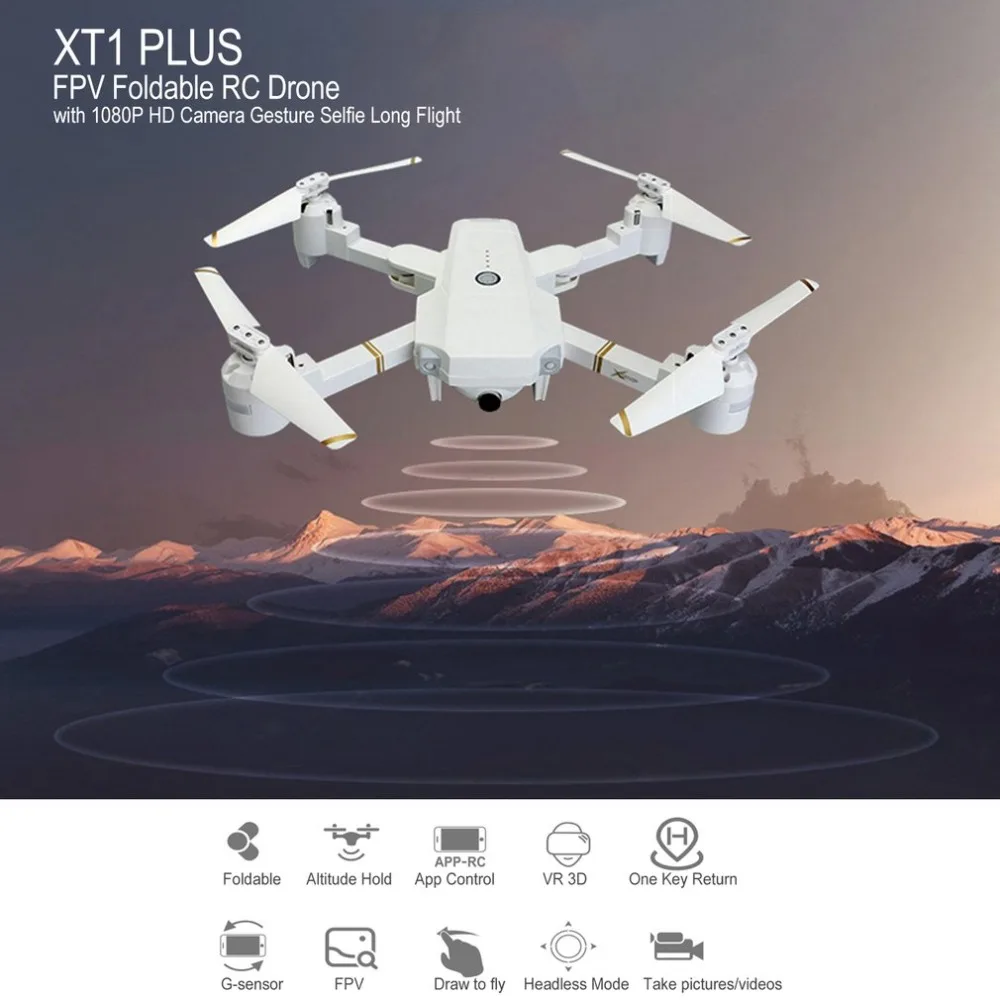 Attop XT1 Плюс 2,4G FPV игрушка-Дрон на дистанционном управлении с 720 P/1080 P Широкий формат Камера жест селфи длительный полёт складной Квадрокоптер с дистанционным управлением подарок