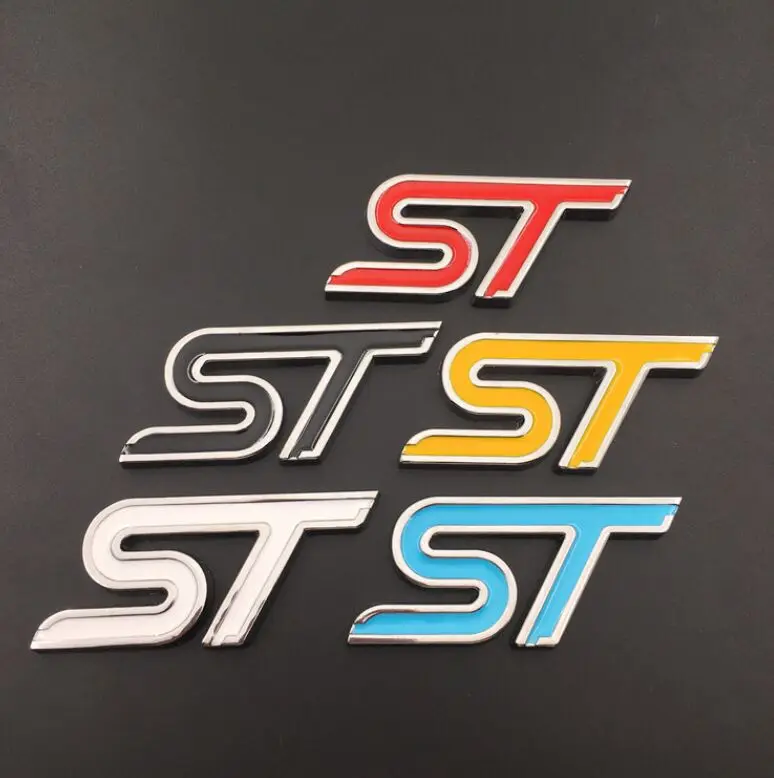 

New Metal 3D ST Logo Chrome Refitting Styling Car Emblem Badge Auto Exterior Decal 3D Sticker Emblem for Ford Focus ST Mondeo