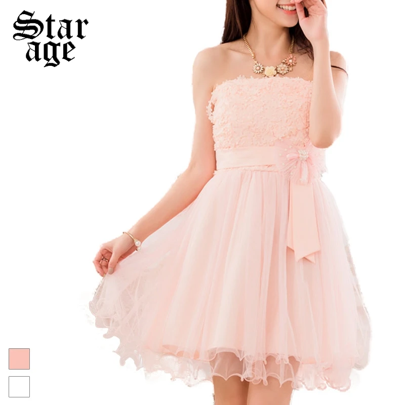 

M-XXXL Sexy Women Flower Strapless Party Dress Ladies Short Ball Gown Dresses Formal Dress for Fiesta/Banquet/Dinner 9733