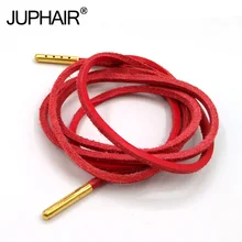 1-12 Pairs Red Momen Fashion Quality Genuine Top Layer Leather Shoelaces Retro Leather Boot Shoe Shoestring Metal Head Shoelaces